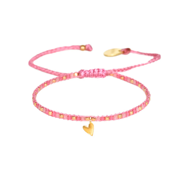 Colourful Heart Adjustable bracelet - pink