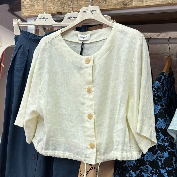 Linen Shirt Crop - Vanilla