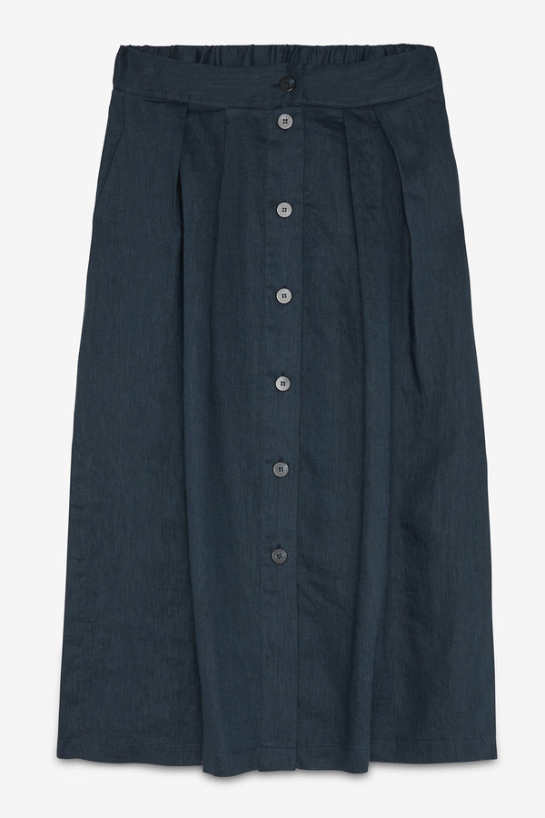 Linen Long Skirt - Navy