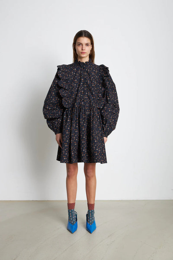 Hendel Mini Cotton Dress with Tongues 50% off