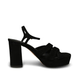 Nova Strap Suede Platform Heels - Black