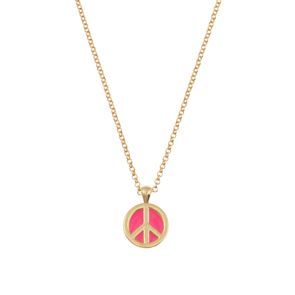 Hot Pink Peace Pendant Necklace