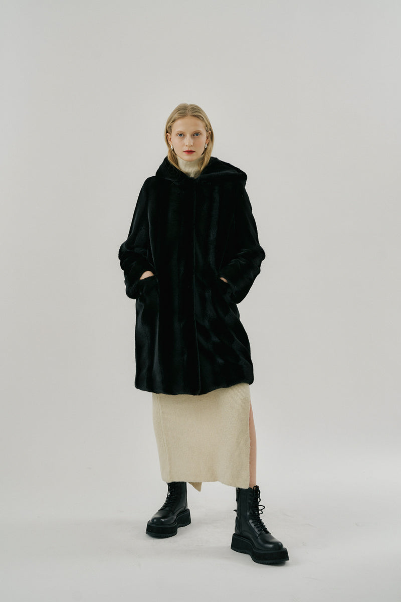 Bonnie Faux Fur Coat - Black (50% off)