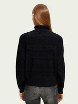 Ruffled Turtleneck Sweater Black
